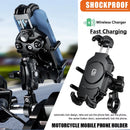 Shookproof Motorcycle Phone Mount Holder & 15W Wireless Charger 30W PD/USB-C Charging Vibration Dampener Anti-Theft Handlebar