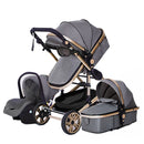 Luxurious Baby Stroller 3 in 1 Portable Travel Baby Carriage Fold Pram High Landscape Aluminum Frame Newborn Infant Stroller