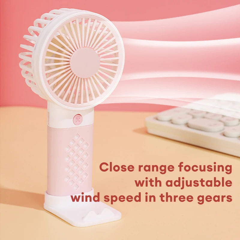 Cute Portable Handheld Fan Mini Fan  Rechargeable Mini Handy Fan Pocket Size Low Noise Small Electric USB Fan Student Dormitory