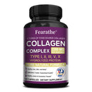 Fearathe Multi-Kollagen-Komplex – Typen I, II, III, V, X, für gesundes Haar, Haut, Nägel, Knochen und Verdauungssystem