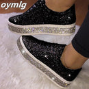 2020 Women Vulcanize Shoes Sneakers Sliver Bling Shoes Girl Flat Glitter Sneakers Casual Female Breathable Lace Up female Shoes
