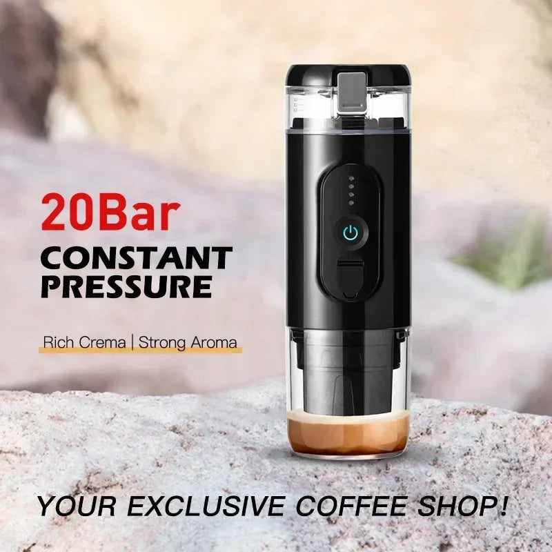 Wireless Heating 7500mAh Portable Automatic Coffee Machine, 20 Bar Electric Capsule Espresso machine for outdoor travel home