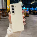 Fashion Solid Color Business Soft Leather Case for Samsung Galaxy Z Fold 3 4 5 Fold4 Fold3 Fold5 Hard PC Phone Back Cover