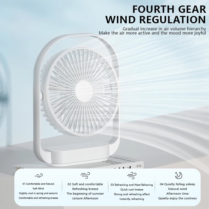 LK006 Desktop Small Fan with Battery Multi-function Utra-quiet Night Light Office Home Portable Summer Outdoor Portable Electri