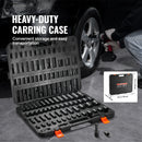 SucceBuy 3/8"&1/2" Drive Impact Socket Set 59 PCS Socket Set SAE 5/16" to 1-1/4" and Metric 6-32mm 6 Point Cr-Mo Alloy Steel Set