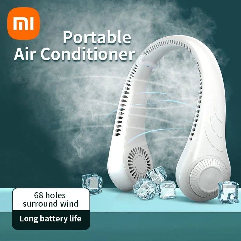 Xiaomi 2023 Portable Neck Fan 4000mah Rechargeable USB Leafless Air Conditioner Bladeless Fans Hanging Neck Cooler For Summer