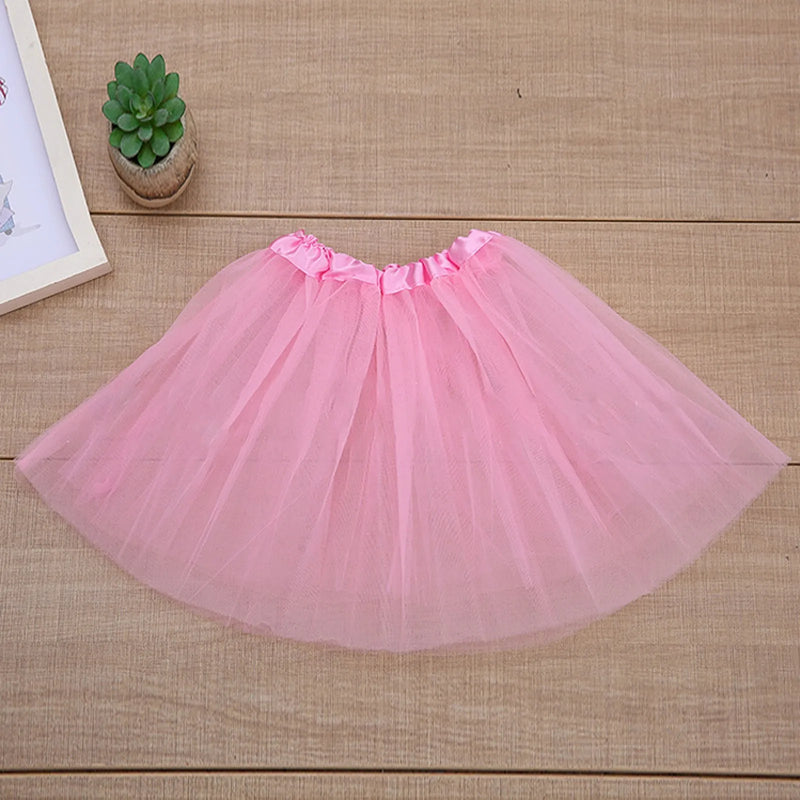 Fashion Kids Mesh Miniskirts Girls Princess Solid White Dance Ballet Tutu Brand Party Dress Girl Faldas Skirt Elastic Clothes