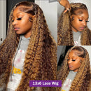 200% Highlight Ombre 360 Full Lace Front Wig 32 Inch Curly 13x6 Hd Lace Frontal Honey Blonde Colored Real Human Hair Wigs 30Inch