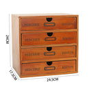 Voltsify Rustic 4-Drawer Wooden Organizer Box Jewelry, Small Accessories, Office Supplies Storage Organizer