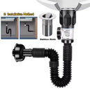 Stainless Flip-Top Kitchen Sink Drain Retractable Deodorizing Filter Flexible Downspout Washbasin Bathroom Sink Anti Clogging