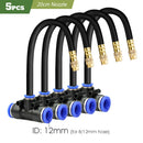 Black 20cm Bendable Brass Nozzle DIY Mist Spray Kit for Garden Courtyard Plants Automatic Atomizing Cooling System 3/8" Hose