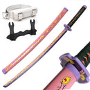 1:1 Scale Anime Swords Giyuu Katana 104cm Authentic Cosplay Weapons Props With Sword Holder And Belt Halloween Samurai Style