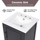 20" Bathroom Vanity with Sink, Bathroom Cabinet with A Door, Door Shelf Storage and Adiustable Foot Pads, A Drawer, Black