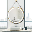 Wisfor Frame Round Mirror,Round Bathroom Mirror with Light,Wall Mounted Lighted Vanity Mirror, Anti-Fog & Dimmable Touch Switch
