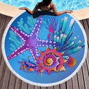 Summer Round Beach Towels Undersea Octopus Circle Bath Shower Towel With Drawstring Storage Bag Yoga Mat Blanket toalla playa