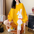 Star Clothes Kawaii Cute Sweatshirt Streetwear Anime Women Pulovers Bunny Women's Long Sleeve Top Designer Crewneck Graphic Pink