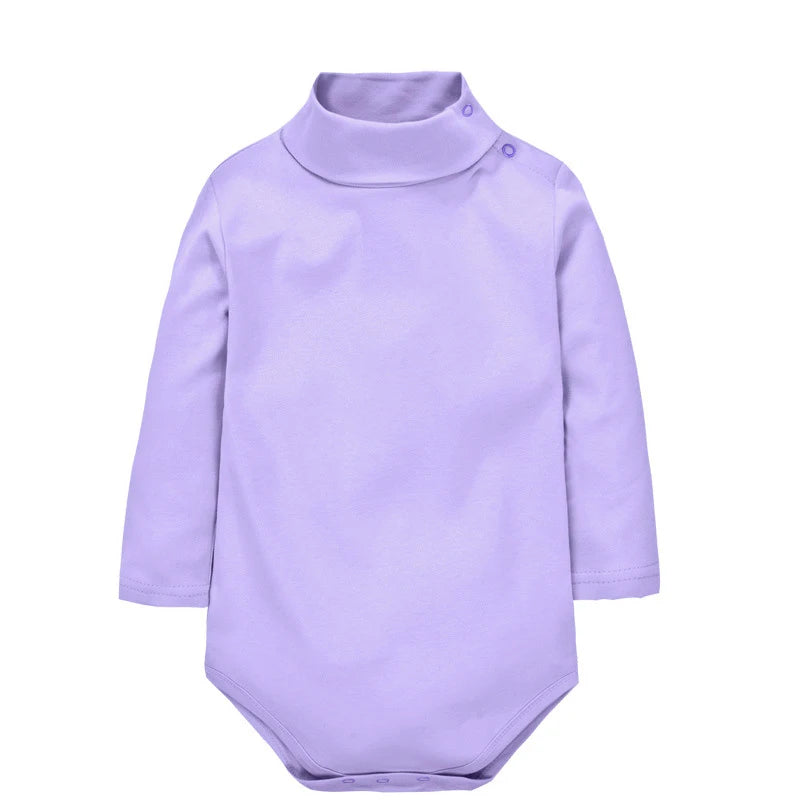 Baby Girls' Bodysuit Long Sleeve Triangle 100% Cotton Soft Comfortable Jumpsuit  Solid Color Fashion Simple High Collar 0-2 Yeas