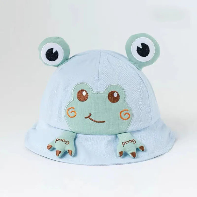 2023 New Baby Bucket Hat For Kids Spring Outdoor Boys Girls Sun Hat Summer Cute Flog Toddler Children's Fisherman Cap Cotton