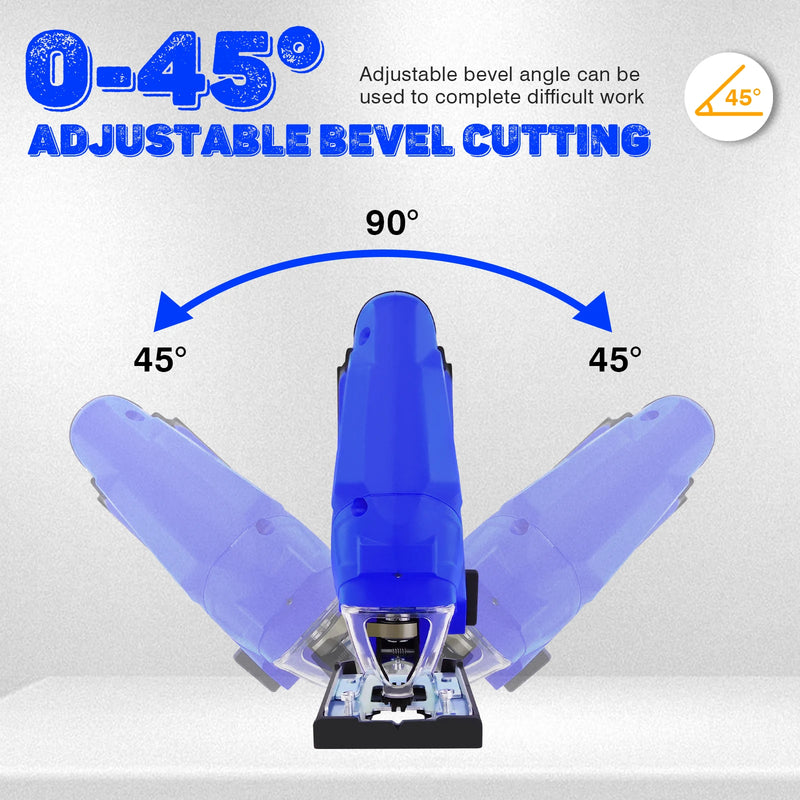 DayPlus 3000RPM Cordless Jigsaw 21V Electric JigSaw Brushless Motor Portable Multi-Function Power Tool for Wood Metal Cutting