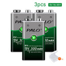 PALO 6F22 9V Ni-MH Akku 9 V 300mAh Batterien 9 Volt geringe Selbstentladung 9 Volt Batterie mit Smart Charger