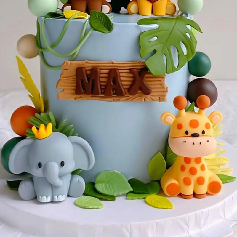 9Pcs Jungle Animals Cake Decoration Wild One Cake Decoration Giraffe Elephant Lion Tiger Cake Animals Birthday Party Decoration