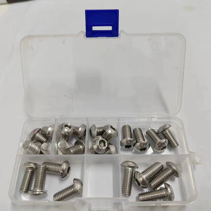 M2 M2.5 M3 M4 M5 M6 M8 M10 Hex Socket Screw Set 304 Stainless Steel Hexagon Button Cap Head Metric Machine Bolt Assortment Kit