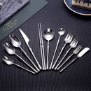 Helles Silber 18/10 Edelstahl Luxus Besteck Tafelservice Messer Löffel Gabel Essstäbchen Besteck-Set Spülmaschinenfest