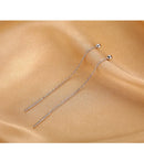 Stainless Steel Dangle Earring Geometric Ball Long Tassel Chain Drop Earrings For Women Minimalism Ear Line Kpop Jewelry