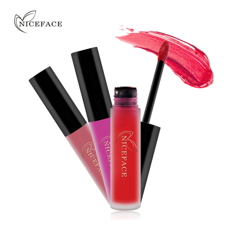 NICEFACE Waterproof Lip Gloss Nude Matte Liquid Lipstick Long Lasting Lipgloss Lip Glace Black Lipstick Lip Tint Free Shipping