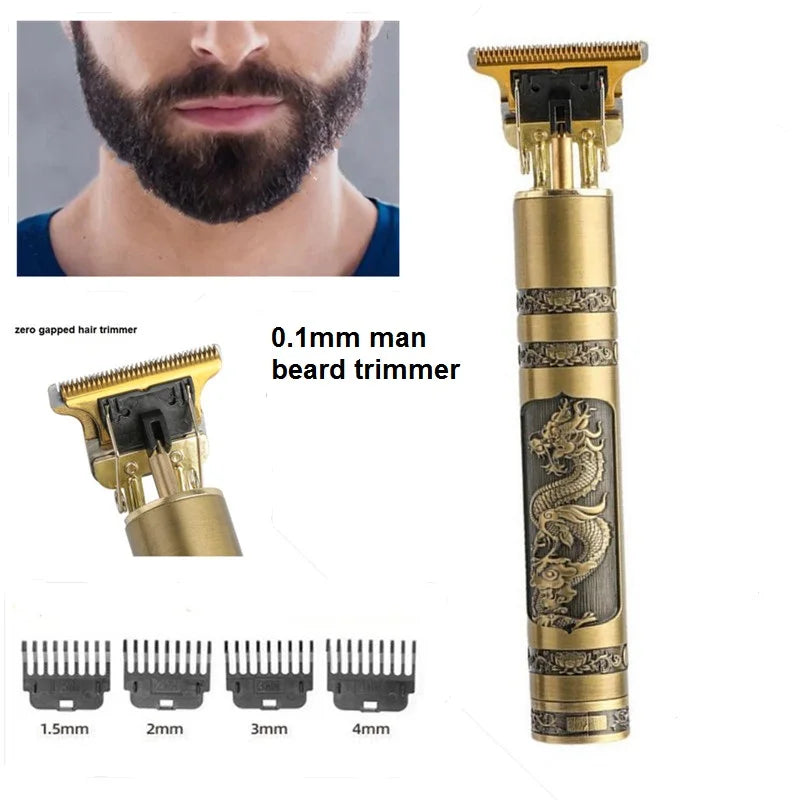 Electric 0.1mm Beard Trimmer Man Face Grooming Razor Hair Clipper Zero Gapped Fading Style Neck Sideburns Head Haircut Machine