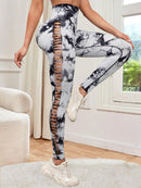 1/3 PCS Women Tie Dye Hollow out Yoga Pant Seamless Sports Gym Workout Leggings, Stretchy High Waist, Women's Activewear