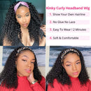 180% Brazilian Kinky Curly Headband Wig Human Hair 10-30 Inch Afro Kinky Curly Human Hair Wigs For Women Easy to Go