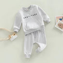Toddler Kids Unisex 2 Piece Clothing Set Cute Graphic Print Crew Neck Sweatshirt Comfy Elastic Waist Jogger Pants Outfit