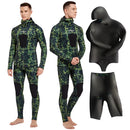 3mm/5mm Spearfishing Wetsuit Camouflage Open Cell Neoprene Free Diving Suit 2-Piece Fullsuit Mens Hooded Snorkeling Suits
