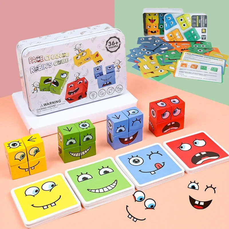 Kids Face Change Expression Puzzle Building Blocks Early Educational Toys for Children Children's thinking challenge toy gift