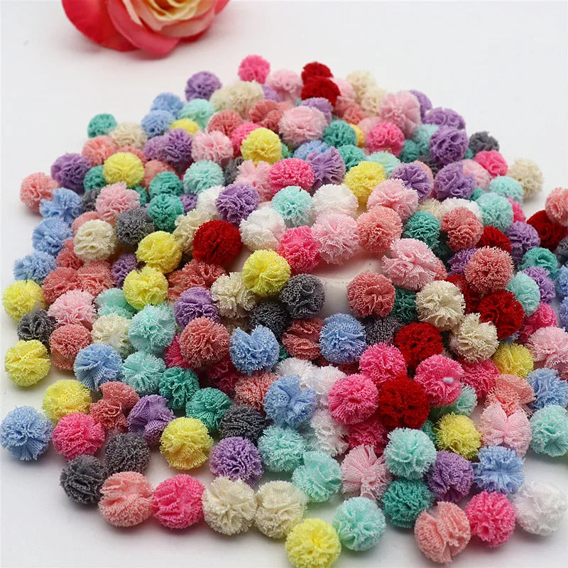 80/160 Pieces of 15mm Color Mesh Lace Ball DIY Children Clothes Hat Craft Plush Mesh Pendant Hairpin Jewelry Making Accessories