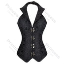 Steampunk Corsets for Women V-neck Gothic Corset Jacquard Corset Vest Cosplay Costume Pirate Corset Brown Black