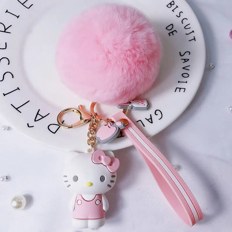 Cartoon Sanrio Hello Kitty Doll Keychain Cute Melody Kuromi Cinnamoroll Figure Pendant Decoration Keyring Jewelry Child Gift Toy