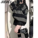 Gestreifter Kontrastpullover Damen Langarm Strickpullover Koreanische Mode Streetwear Pullover Herbst Neuer Freizeitpullover