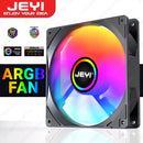 JEYI 120mm PC ARGB Lüfter AURA SYNC RGB Computerlüfter Ultra Leiser Kühlkörper Ventilator mit 4PIN PWM und 5V 3PIN ARGB Anschluss