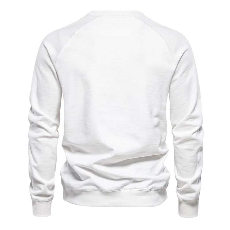 2024 New Spring Cotton Blend Sweatshirt for Men Casual Sport Design Round Neck Pullover Men