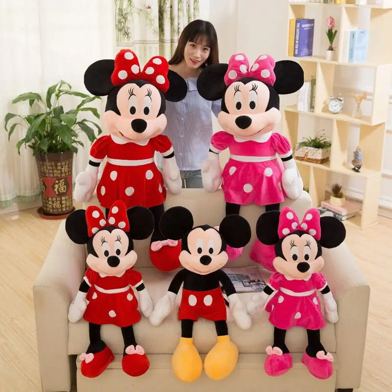 35cm Disney Couple Mickey Minnie Doll Cartoon Anime Red Pink Minnie Mouse Plush Toys Girlfriend Children Gifts Lovely Plush Toy