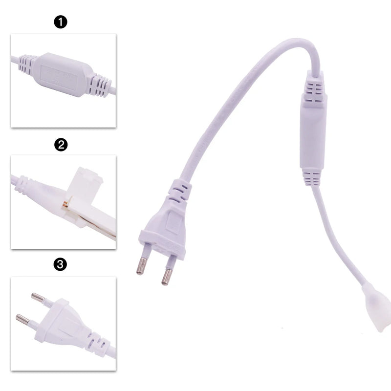 220V Power Plug Supply With Dimmer Switch Power Cord EU/UK Plug Wire For COB LED Strip Light Single Color 288Led/m 360Led/m