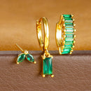 3PCS Stainless Steel Square Earrings Sets for Women Vintage Zircon Pendant Geometry Round Circle Hoop Earrings Piercing Jewelry