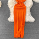 YuooMuoo Women Dress Sexy One Shoulder Package Hips Split Bodycon Dress Summer Fashion Lady Knitting Long Party Vestidos