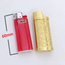Vintage Arabesque Bic J5 Lighter Case Metal Armor 60mm BIC Lighters Cover Metal Case Plastic Lighter Protection Case