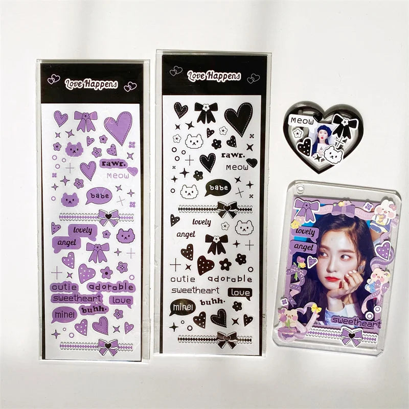 1Pc Shiny Pink Love Series Stickers Scrapbooking Decorative Cute Sticker Korean DIY Diary Album Stick Label School Stationery