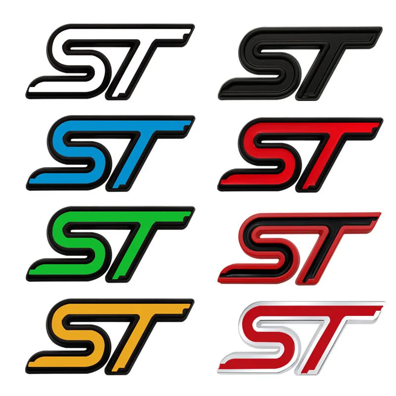 3D Metal ST Line Front Grille Emblem Badge Car Head Trunk Stickers For Ford Focus Mondeo Fiesta Explorer Styling Accessories