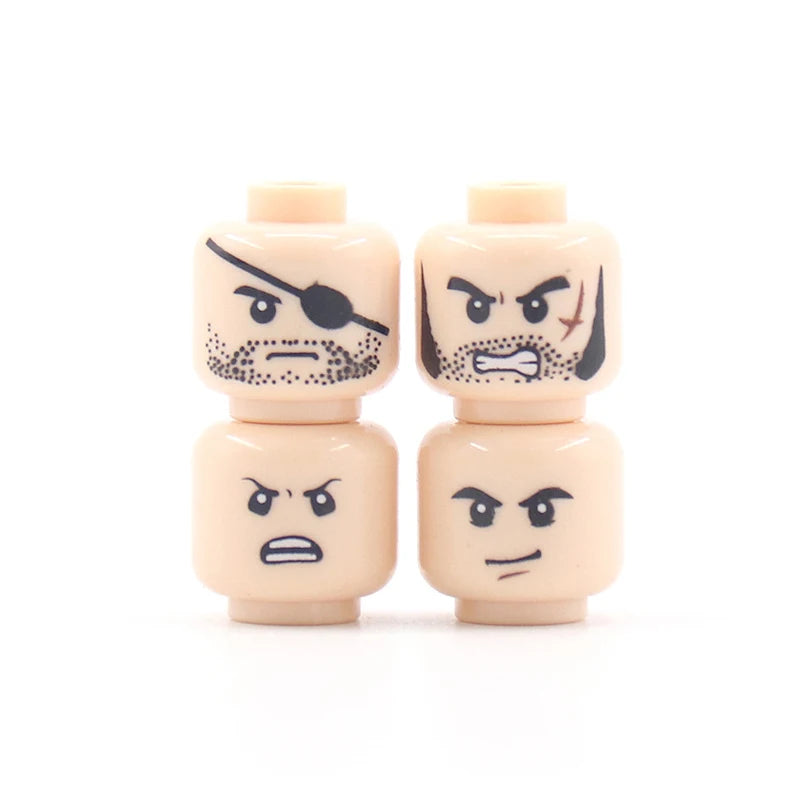 56pcs/Lot DIY Figures Head Building Blocks Accessories Laugh Cry Cute Angry Facial Expression Mini Bricks Toys Model Kids Gifts