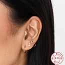 CANNER 1PC Echte 925 Silber Ohrstecker Kleine Zirkon Ohrringe für Frauen Ohrknorpel Lippenpiercing Körperschmuck Hochzeitsgeschenke
